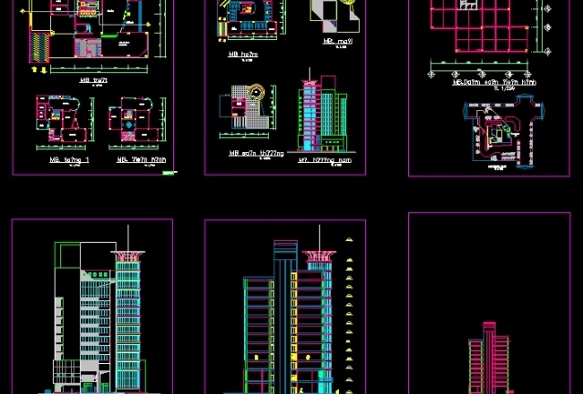 File thiết kế Bản vẽ autocad văn phòng cho thuê (mặt bằng,mặt đứng,mặt cắt)